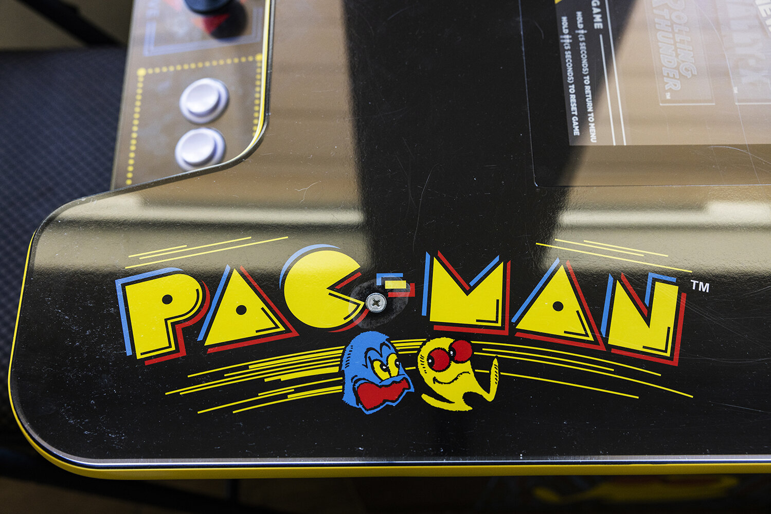 Full-size Pac-Man arcade cabinet in the great room